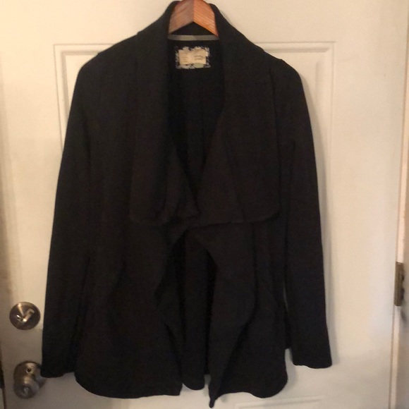 Anthropologie Saturday Sunday Black Convertible Hood Open Front Jacket Cardigan - Picture 1 of 9